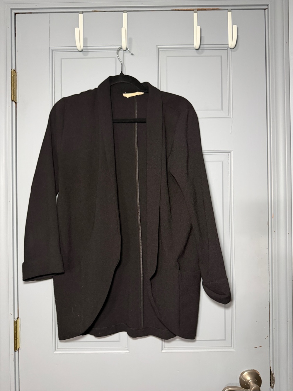 Lush Black Open-Front Cardigan Blazer